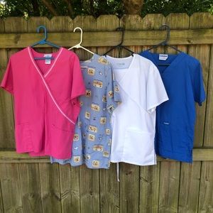 4 Fun Scrub Tops/1 Pair of Scrub Pants